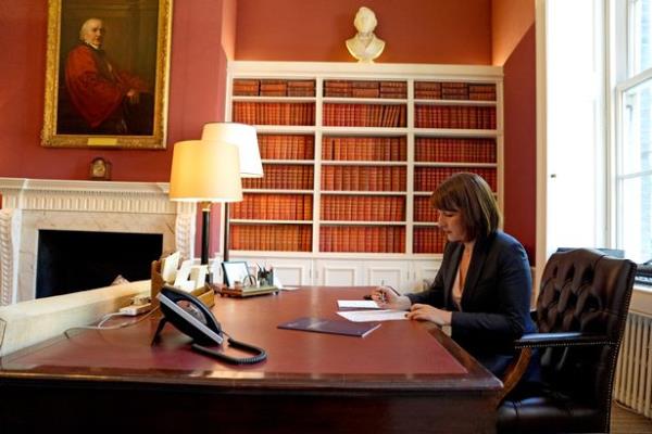 Chancellor of the Exchequer Rachel Reeves in her office at no 11 Downing Street