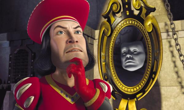 Cartoon image of John Lithgow voicing the character Lord Farquaad in the 2001 DreamWorks animation, Shrek.