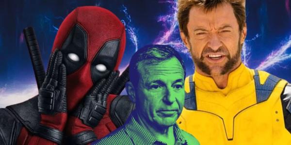 Deadpool and Wolverine with a green Bob Iger