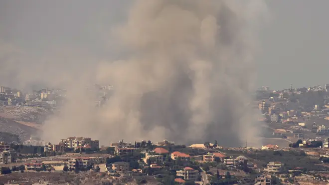 Smoke rises from Israeli airstrikes in Lebanon