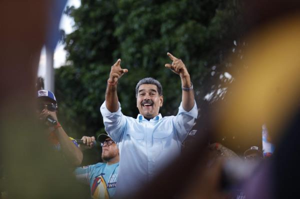 President Nicolas Maduro gestures during a rally in Caracas, Venezuela, Aug. 17, 2024. (AFP Photo)